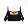Pre-Owned/ Pre-Loved/ Second-Hand Hermes Mini Lindy II, Bag in Black, Gold Hardware Color, Mini Size, Front View