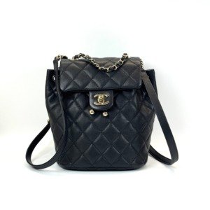 b2026011021-chanel-urban-spirit Pre-Owned/ Pre-Loved/ Second-Hand Chanel Urban Spirit, Bag in Black, Gold Hardware Color, Mini Size, Front View