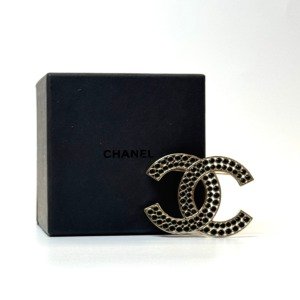 Pre-Owned/ Pre-Loved/ Second-Hand Chanel Brooch, Others in Gold, Black Color,  Size, Front View