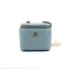 Pre-Owned/ Pre-Loved/ Second-Hand Chanel Pearl Strap Mini Vanity, Bag in Baby Blue, Light Gold Hardware Color, Mini Size, Front View