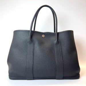 b2026061055-hermes-garden-party-36 Pre-Owned/ Pre-Loved/ Second-Hand Hermes Garden Party 36 , Bag in Black, Palladium Hardware Color, 36cm Size, Front View