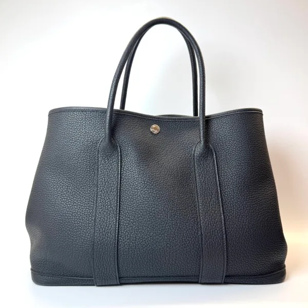 Pre-Owned/ Pre-Loved/ Second-Hand Hermes Garden Party 36 , Bag in Black, Palladium Hardware Color, 36cm Size, Front View