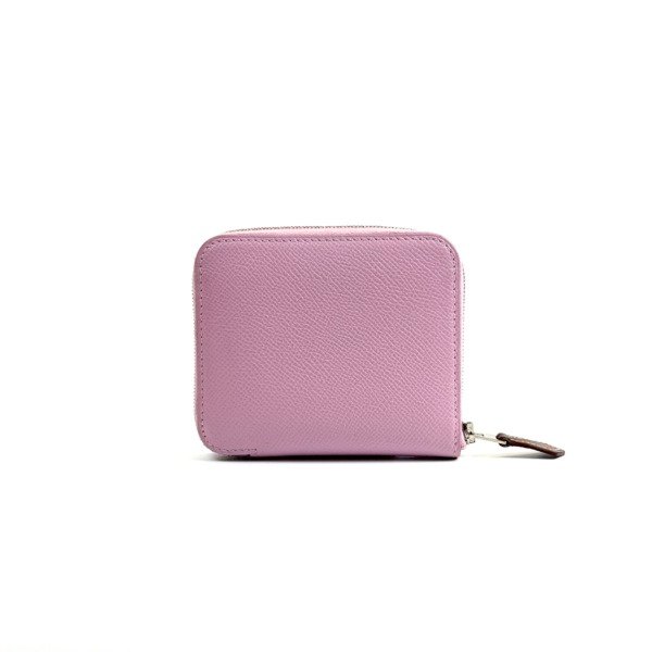 Pre-Owned/ Pre-Loved/ Second-Hand Hermes Silk In Compact Wallet, Wallet in Mauve Sylvestre Color,  Size, Front View