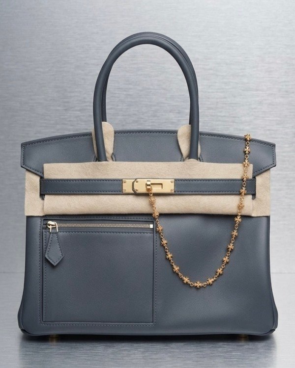 b2026061069-hermes-colormatic-birkin-30-swift Pre-Owned/ Pre-Loved/ Second-Hand Hermes Colormatic Birkin 30 Swift, Bag in Ardoise, Gold Hardware Color, 30 Size, Front View