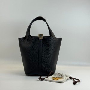 Pre-Owned/ Pre-Loved/ Second-Hand Hermes Picotin 18, Bag in Black, Gold Hardware Color, 18 Size, Front View