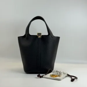 Pre-Owned/ Pre-Loved/ Second-Hand Hermes Picotin 18, Bag in Black, Gold Hardware Color, 18 Size, Front View