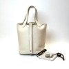 Pre-Owned/ Pre-Loved/ Second-Hand Hermes Picotin 18, Bag in Craie, Palladium Hardware Color, 18 Size, Front View