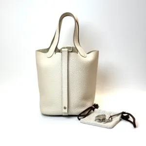 Pre-Owned/ Pre-Loved/ Second-Hand Hermes Picotin 18, Bag in Craie, Palladium Hardware Color, 18 Size, Front View