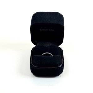Pre-Owned/ Pre-Loved/ Second-Hand Tiffany & Co. Diamond Band Half Paved , Ring in White Gold Color, US 4.5 Size, Front View