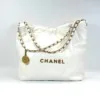 Pre-Owned/ Pre-Loved/ Second-Hand Chanel Chanel 22 Small, Bag in White, Gold Hardware Color, Small Size, Front View