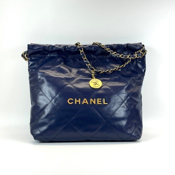 Pre-Owned/ Pre-Loved/ Second-Hand Chanel Chanel 22 Small, Bag in Blue, Gold Hardware Color, Small Size, Front View