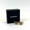 Pre-Owned/ Pre-Loved/ Second-Hand Chanel Ribbon Bow CC Earring, Earring in Black, Gold Color, 2.5 x 1.5 cm Size, Front View