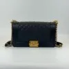 c2026011046-chanel-medium-boy-flap-caviar Pre-Owned/ Pre-Loved/ Second-Hand Chanel Medium Boy Flap Caviar, Bag in Black, Gold Hardware Color, Medium Size, Front View