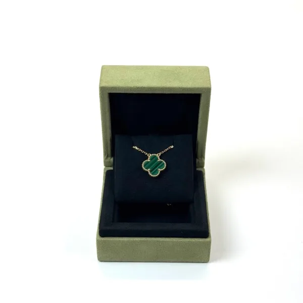 Pre-Owned/ Pre-Loved/ Second-Hand Van Cleef & Arpels (VCA) Malachite Alhambra Necklace, Necklace in Green Malachite, Yellow Gold Color,  Size, Front View