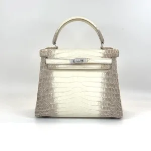 c2026061073-hermes-diamond-himalayan-kelly-25 Pre-Owned/ Pre-Loved/ Second-Hand Hermes Diamond Himalayan Kelly 25, Bag in Himalayan Niloticus Crocodile Color, 25cm Size, Front View