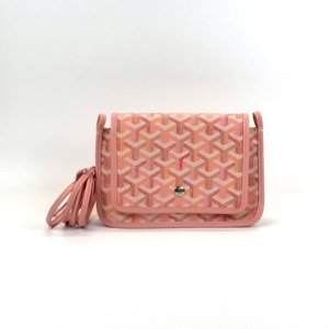 Pre-Owned/ Pre-Loved/ Second-Hand Goyard Plumet Pocket Wallet on Strap Limited Edition, Bag in Powder Pink Color, 21 x 14 cm Size, Front View