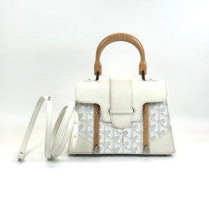 c2026141032-goyard-saigon-structure-mini Pre-Owned/ Pre-Loved/ Second-Hand Goyard Saigon Structure Mini, Bag in White Color, 20 x 15 x 7.5 cm Size, Front View
