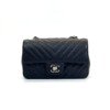 Pre-Owned/ Pre-Loved/ Second-Hand Chanel Caviar Chevron Mini Rectangle, Bag in Black Color, Mini Size, Front View