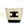 Pre-Owned/ Pre-Loved/ Second-Hand Celine Triomphe Bucket Bag Canvas, Bag in Black, Beige Color, 17 X 22 X 10 CM Size, Front View