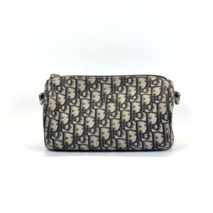 b202513558-dior-roller-messenger-bag Pre-Owned/ Pre-Loved/ Second-Hand Dior Roller Messenger Bag, Bag in Dark Blue, Silver Hardware Color, Size, Front View