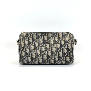b202513558-dior-roller-messenger-bag Pre-Owned/ Pre-Loved/ Second-Hand Dior Roller Messenger Bag, Bag in Dark Blue, Silver Hardware Color, Size, Front View