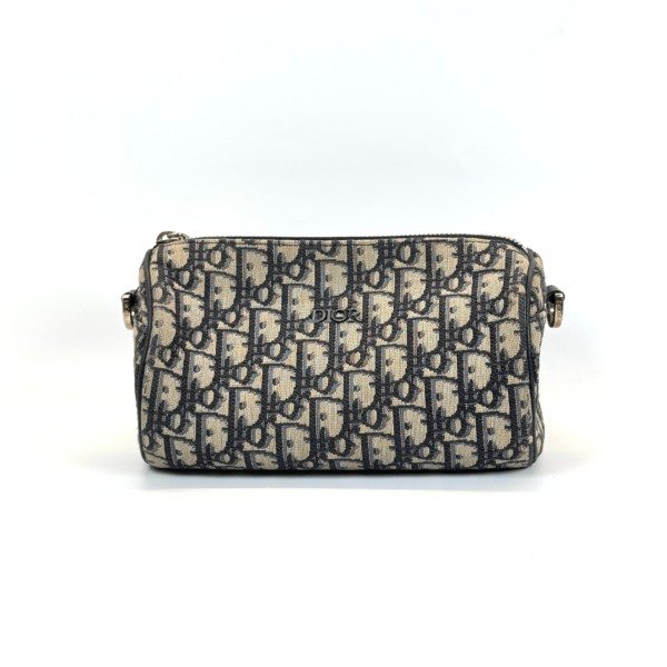 b202513558-dior-roller-messenger-bag Pre-Owned/ Pre-Loved/ Second-Hand Dior Roller Messenger Bag, Bag in Dark Blue, Silver Hardware Color, Size, Front View