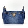 b2026011103-chanel-chanel-25-mini-denim Pre-Owned/ Pre-Loved/ Second-Hand Chanel Chanel 25 Mini Denim, Bag in Light Blue Denim, Gold Hardware Color, Mini Size, Front View