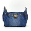 b2026011103-chanel-chanel-25-mini-denim Pre-Owned/ Pre-Loved/ Second-Hand Chanel Chanel 25 Mini Denim, Bag in Light Blue Denim, Gold Hardware Color, Mini Size, Front View
