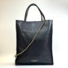 b2026011118-chanel-small-shopping-tote-calfskin-detachable-strap Pre-Owned/ Pre-Loved/ Second-Hand Chanel Small 26A Shopping Tote Calfskin Detachable Strap, Bag in Black, Burgurndy Interior, Gold Hardware Color, 28.5 x 23.5 x 9.5cm Size, Front View