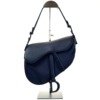 c202513609-dior-medium-saddle-bag-includes-extra-strap Pre-Owned/ Pre-Loved/ Second-Hand Dior Medium Saddle Bag (includes extra strap), Bag in Navy Blue Color, Medium Size, Front View