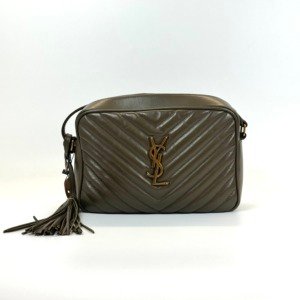 c202516400-saint-laurent-ysl-camera-crossbody-bag Pre-Owned/ Pre-Loved/ Second-Hand Saint Laurent (YSL) Camera Crossbody Bag, Bag in Olive Green Color, 23 x 15 x 7 cm Size, Front View