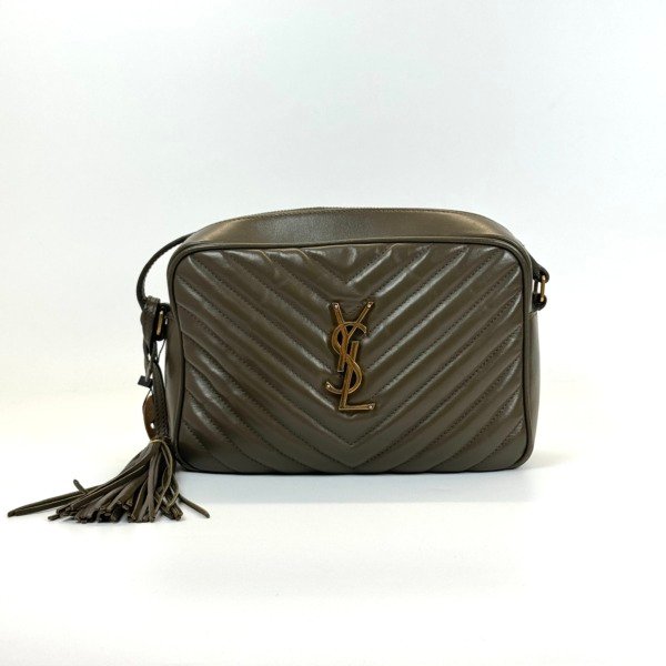 c202516400-saint-laurent-ysl-camera-crossbody-bag Pre-Owned/ Pre-Loved/ Second-Hand Saint Laurent (YSL) Camera Crossbody Bag, Bag in Olive Green Color, 23 x 15 x 7 cm Size, Front View