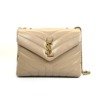 c202516614-saint-laurent-ysl-loulou-quilted-small Pre-Owned/ Pre-Loved/ Second-Hand Saint Laurent (YSL) Loulou Quilted Small, Bag in Dark Beige Color, Small Size, Front View