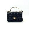 Pre-Owned/ Pre-Loved/ Second-Hand Chanel Top Handle Cavair Mini Flap (Coco Handle), Bag in Black, Gold Hardware Color, Mini Square Size, Front View