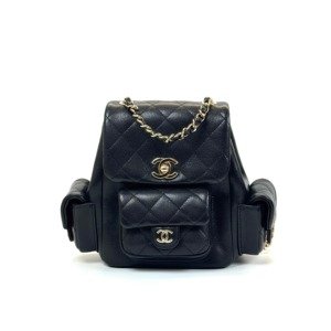 c2026011078-chanel-duma-backpack-caviar Pre-Owned/ Pre-Loved/ Second-Hand Chanel Duma Backpack Caviar, Bag in Black, Gold Hardware Color, Size, Front View