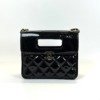 c2026011079-chanel-top-handle-cc-graphic-catch-patent Pre-Owned/ Pre-Loved/ Second-Hand Chanel Top Handle CC Graphic Catch Patent, Bag in Black, Gold Hardware Color, Size, Front View