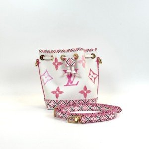 Pre-Owned/ Pre-Loved/ Second-Hand Louis Vuitton (LV) Nano Noe Bucket Bag, Bag in Pink, Gold Hardware Color, Nano Size, Front View