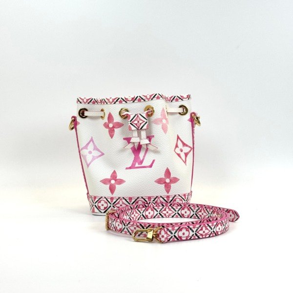 Pre-Owned/ Pre-Loved/ Second-Hand Louis Vuitton (LV) Nano Noe Bucket Bag, Bag in Pink, Gold Hardware Color, Nano Size, Front View