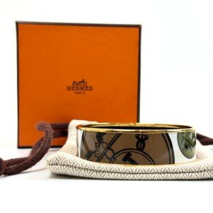 c2026061109-hermes-uni-bracelet Pre-Owned/ Pre-Loved/ Second-Hand Hermes Uni Bracelet, Bracelet in White, Brown Color, L Size, Front View