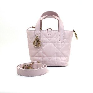 Pre-Owned/ Pre-Loved/ Second-Hand Dior Small Vertical Toujours Tote, Bag in Pink, Gold Hardware Color, Small Size, Front View