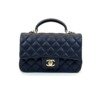 b2026011115-chanel-top-handle-mini-rectangle Pre-Owned/ Pre-Loved/ Second-Hand Chanel Top Handle Mini Rectangle , Bag in Dark Navy Blue Color, Size, Front View