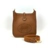 b2026061120-hermes-mini-evelyne-23 Pre-Owned/ Pre-Loved/ Second-Hand Hermes Mini Evelyne 23, Bag in Gold, Gold Hardware Color, Size, Front View