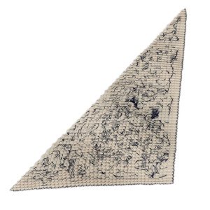 Pre-Owned/ Pre-Loved/ Second-Hand Hermes Mille et Un Lapins Pleated Triangle Scarf Cashmere, Others in Naturel / Encre Color, L 208 x H 99 cm Size, Front View