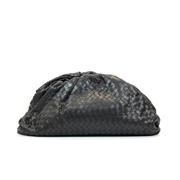 Pre-Owned/ Pre-Loved/ Second-Hand Bottega Veneta (BV) Intrecciato Clutch/Pouch, Bag in Black Color, Large Size, Front View