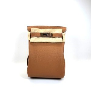 c202506589-hermes-hac-a-dos-pm-backpack-togo Pre-Owned/ Pre-Loved/ Second-Hand Hermes Hac A Dos PM Backpack (Togo), Bag in Gold, Palladium Hardware Color, PM (condition is like new, used once) Size, Front View