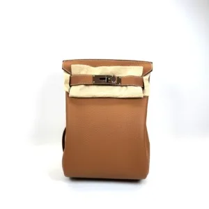 c202506589-hermes-hac-a-dos-pm-backpack-togo Pre-Owned/ Pre-Loved/ Second-Hand Hermes Hac A Dos PM Backpack (Togo), Bag in Gold, Palladium Hardware Color, PM (condition is like new, used once) Size, Front View