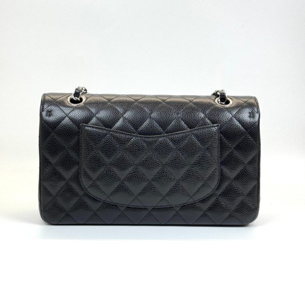 c2026011152-chanel-medium-classic-flap-caviar Pre-Owned/ Pre-Loved/ Second-Hand Chanel Medium Classic Flap Caviar, Bag in Black, Gold Hardware Color, Size, Front View