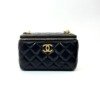c2026011170-chanel-adjustable-chain-vanity Pre-Owned/ Pre-Loved/ Second-Hand Chanel Adjustable Chain Vanity, Bag in Blackjack, Gold Hardware Color, Size, Front View
