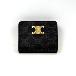 c2026041178-celine-triomphe-wallet Pre-Owned/ Pre-Loved/ Second-Hand Celine Triomphe Wallet, Wallet in Brown Color, Size, Front View