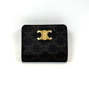 c2026041178-celine-triomphe-wallet Pre-Owned/ Pre-Loved/ Second-Hand Celine Triomphe Wallet, Wallet in Brown Color, Size, Front View